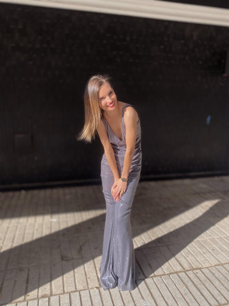 Vestido largo sirena de lentejuela plateada - vestido de invitada para fiesta en Jointy