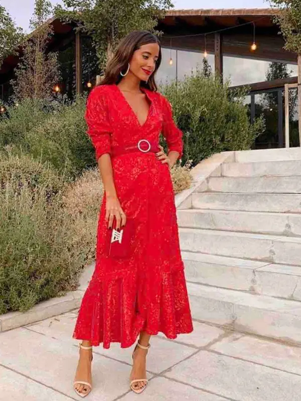 Alquilar Vestido rojo lentejuelas SIN cinturón de REDONDO BRAND, talla M, en Jointy
