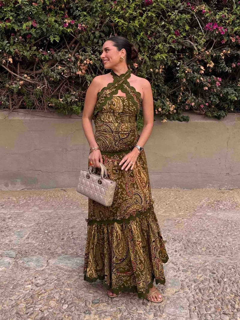 Alquilar Vestido Neus estampado paisley verde de Philippa 1970 en Jointy