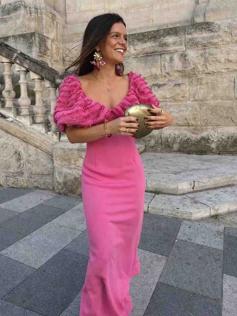 Alquilar Vestido Norma rosa REDONDOBRAND de Redondo Brand - vestido de invitada para bodas, comunión, bautizo o graduación en Jointy